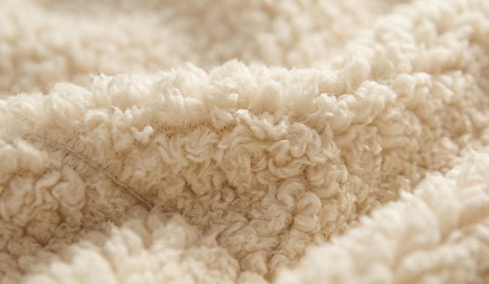 Close-up of plush sherpa fabric on a heated blanket Close-up of plush sherpa fabric on a heated blanket