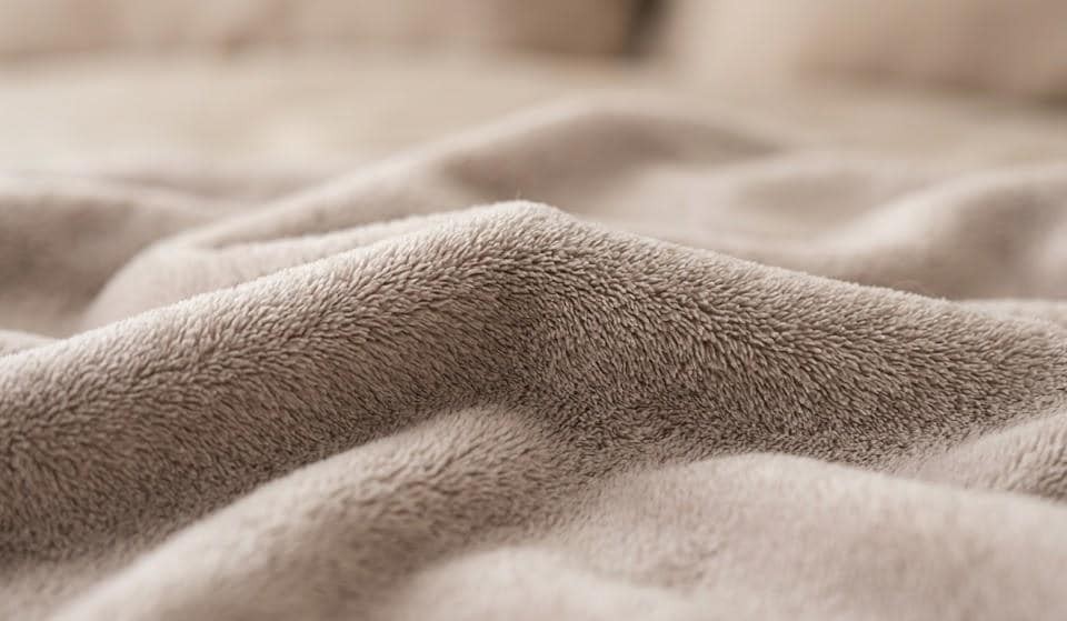 Close-up of lightweight micro fleece fabric on a heated blanket Close-up of lightweight micro fleece fabric on a heated blanket